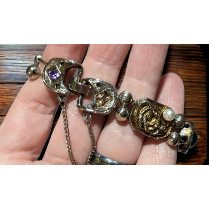 Vintage Victorian Style Slide Charm Bracelet