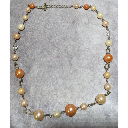 Orange Cream Vintage Pearl Beaded Necklace