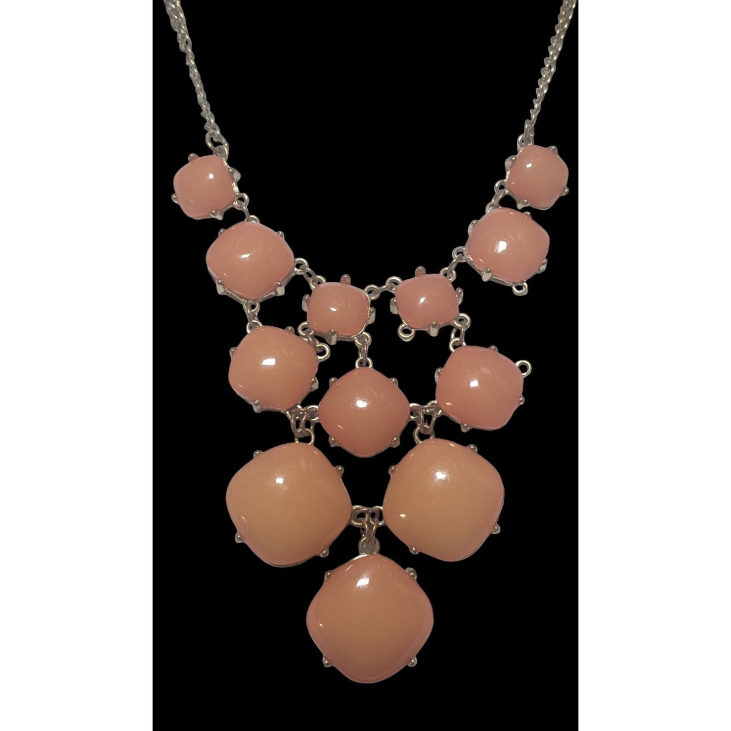 Peach Bubble Bib Statement Necklace With Gold Chain