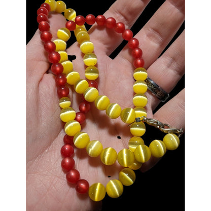 Red And Yellow Cat Eye Necklace