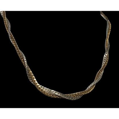 1970s Avon Interweave Gold And Silver Chain Necklace