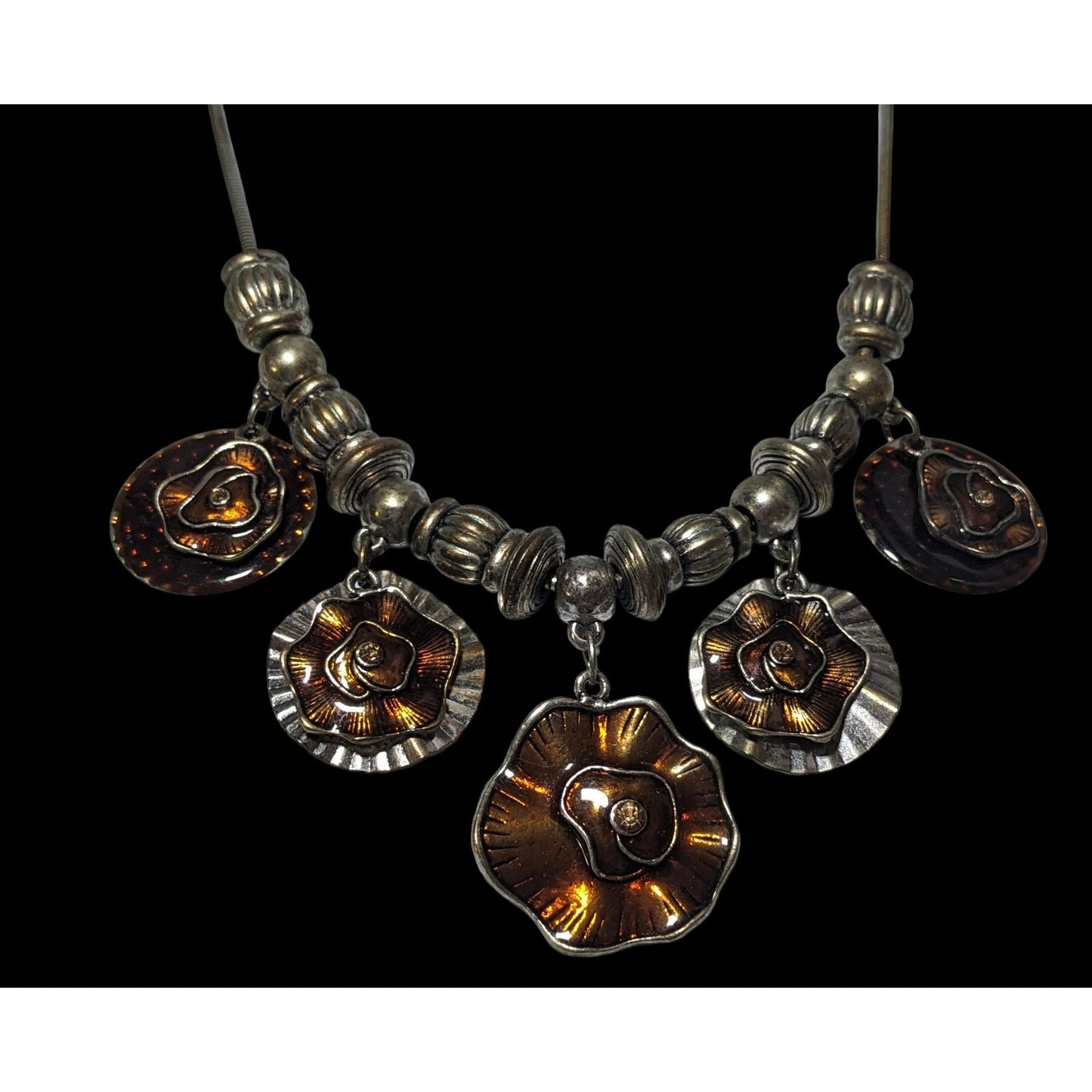 Abstract Floral Medallion Statement Necklace