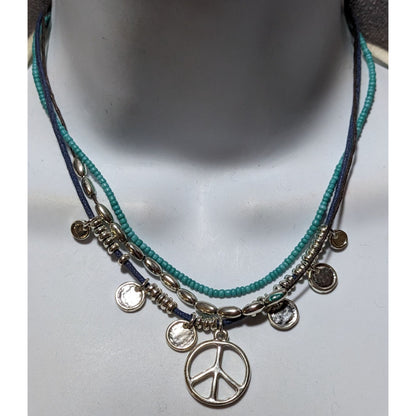 Bohemian Beaded Multilayer Peace Charm Necklace