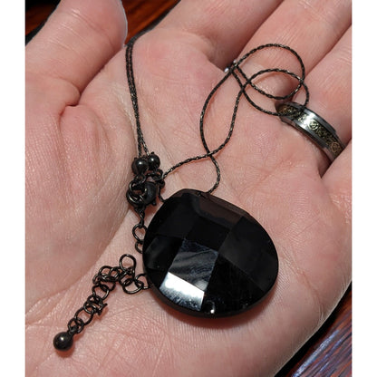 Gothic Glass Tear Drop Gem Necklace