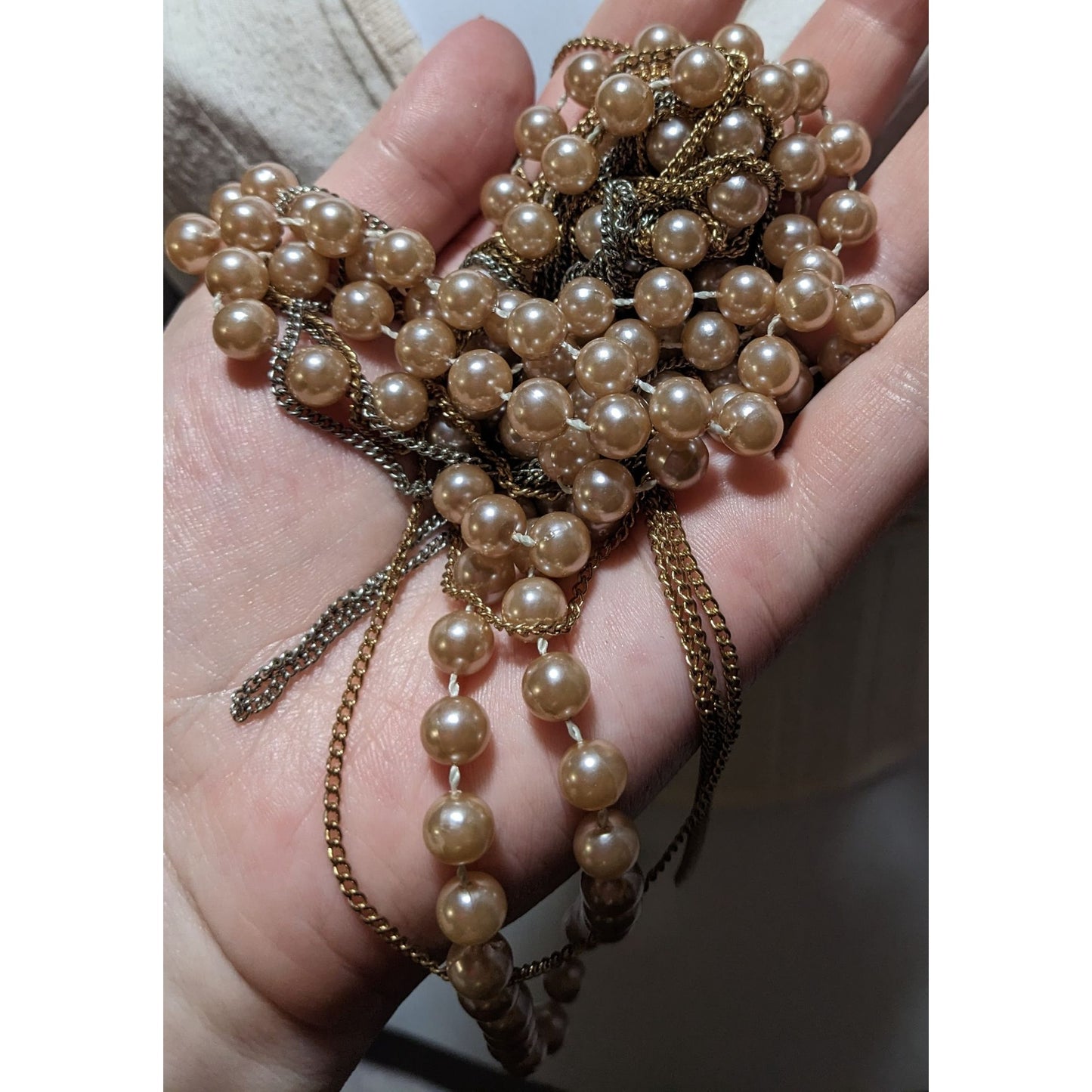 Retro Glam Chain Pearl Beaded Necklace