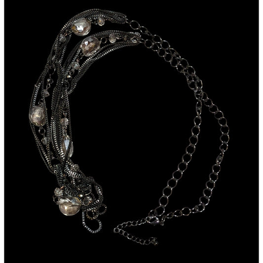 Glam Goth Gemmed Chain Multilayer Necklace