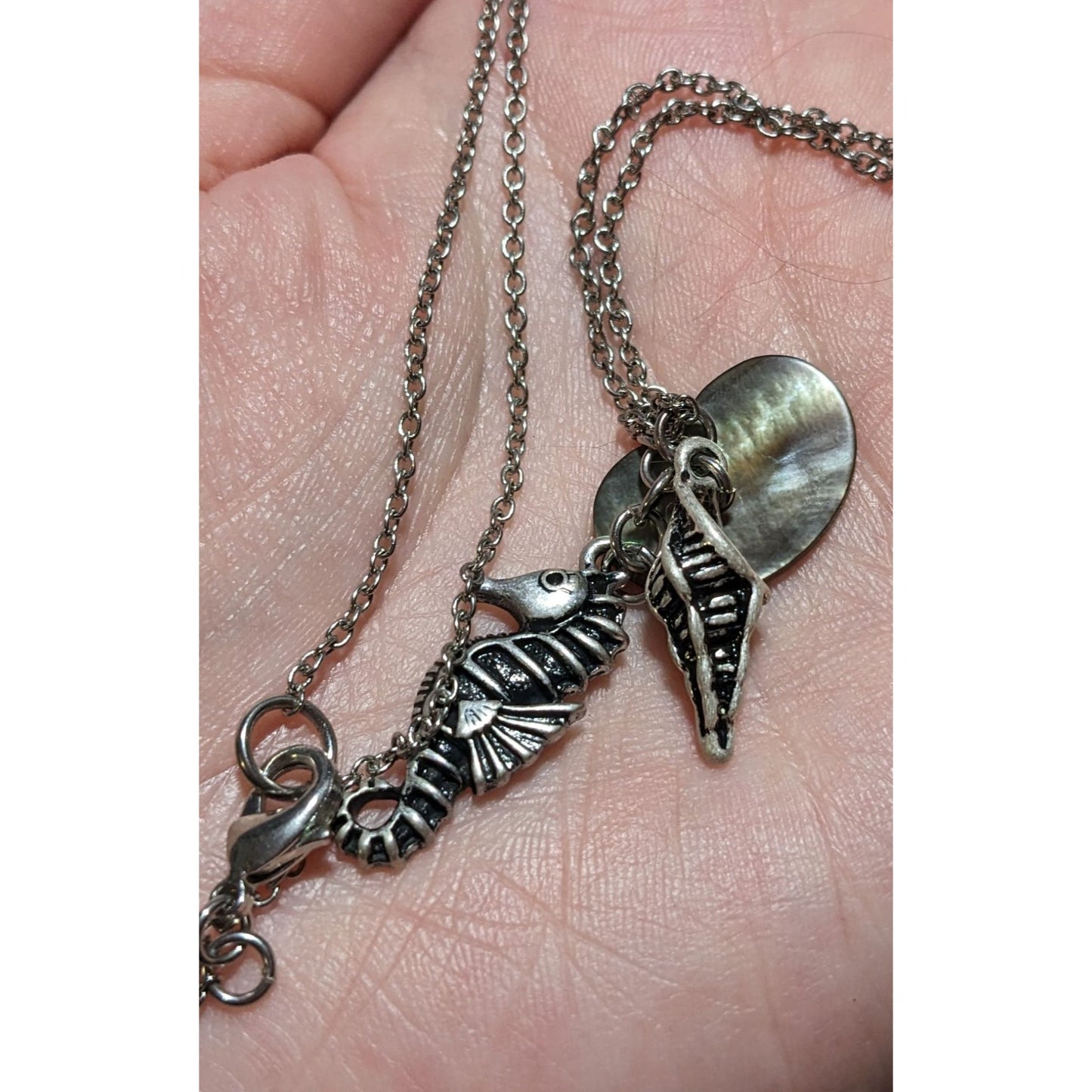 Seahorse Seashell Mermaid Charm Necklace