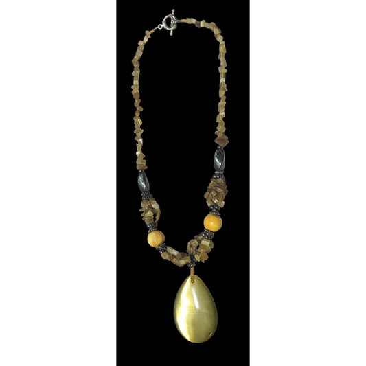 Yellow Gemstone Cateye Necklace