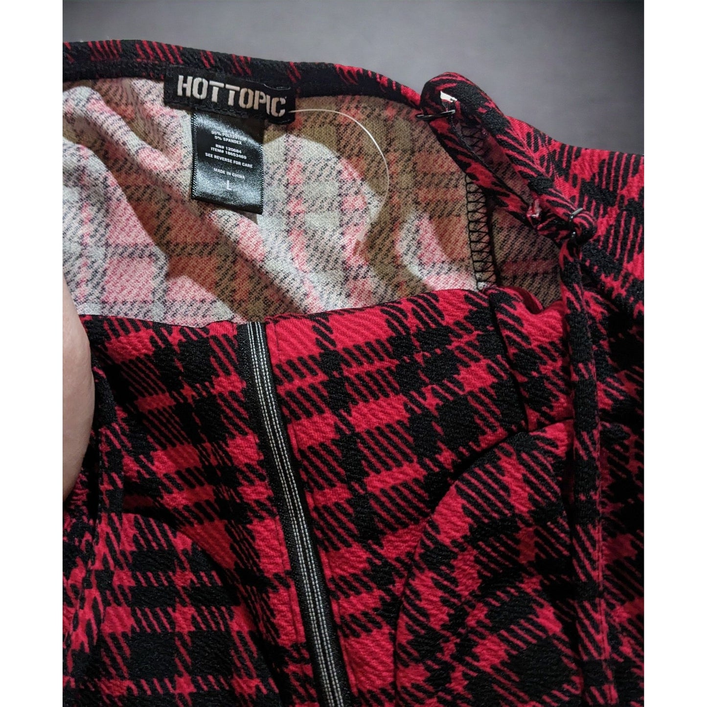 Hot Topic Black And Red Plaid Zipper Dress