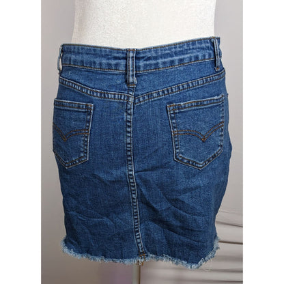 Zaful Blue Denim Mini Skirt With Frayed Edges