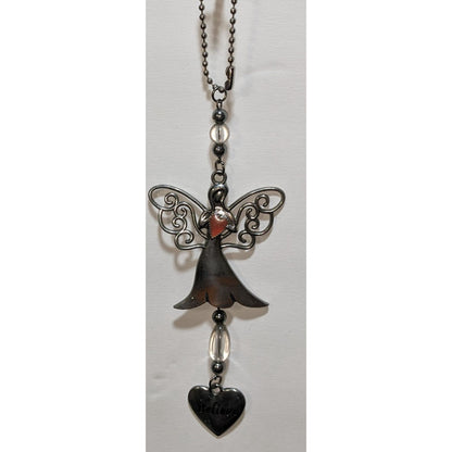Angel Car Charm With Heart Accent & "Believe" Pendant