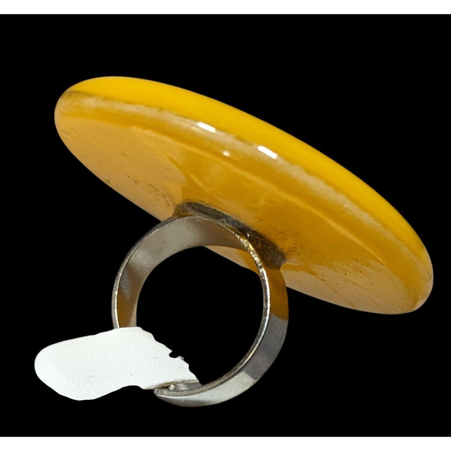 Vintage Large Yellow Glass Disk Statement Ring