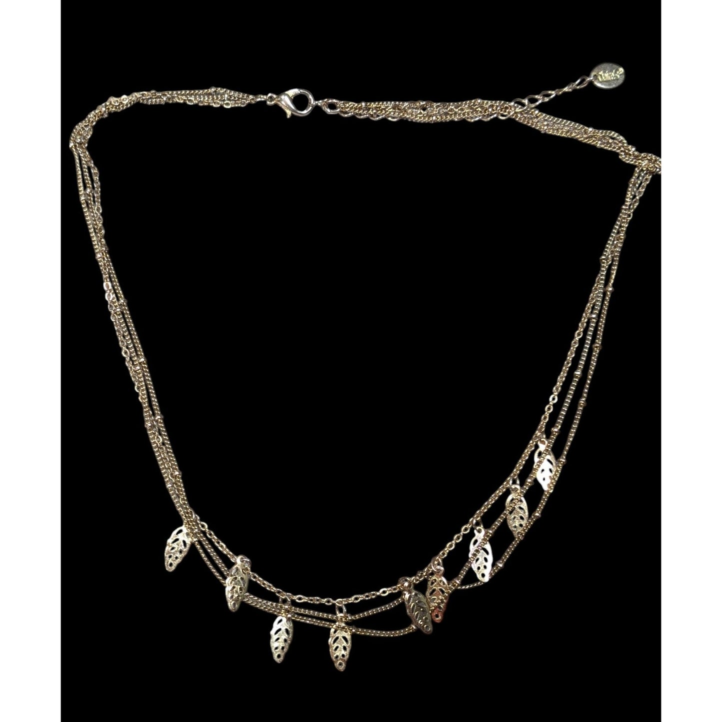 Claires Multilayer Leaf Charm Gold Tone Necklace