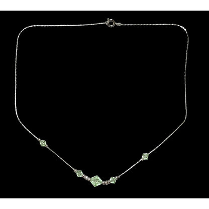 Minimalist Green And Silver Beaded Necklace