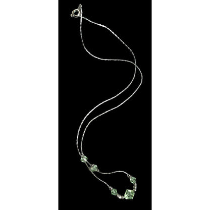 Minimalist Green And Silver Beaded Necklace