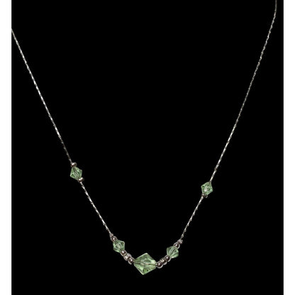 Minimalist Green And Silver Beaded Necklace