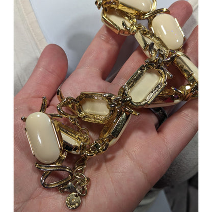 Talbots Preppy Elegant Cream And Gold Tone Statement Necklace