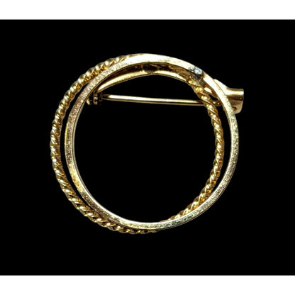 Gold Tone Double Layer Open Circle Brooch