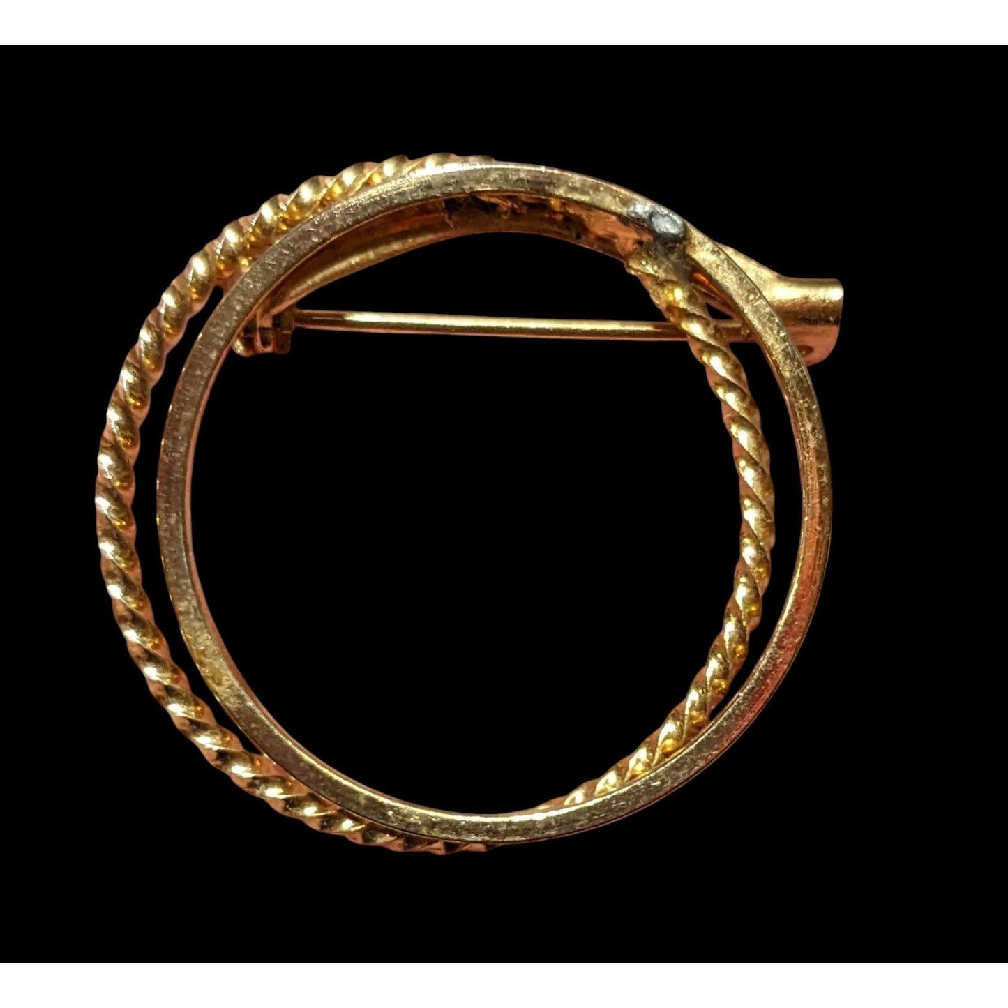 Gold Tone Double Layer Open Circle Brooch