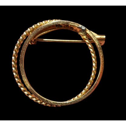 Gold Tone Double Layer Open Circle Brooch