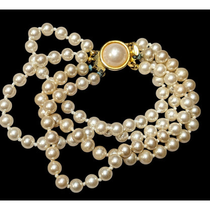 Vintage Faux Pearl Multistrand Faux Pearl Bracelet