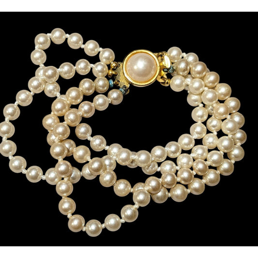 Vintage Faux Pearl Multistrand Faux Pearl Bracelet