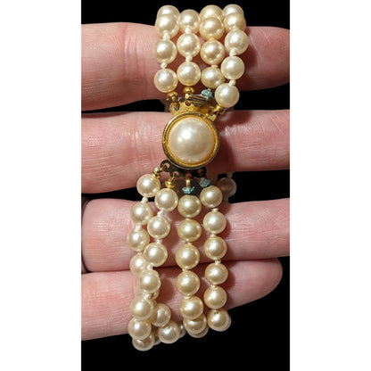 Vintage Faux Pearl Multistrand Faux Pearl Bracelet