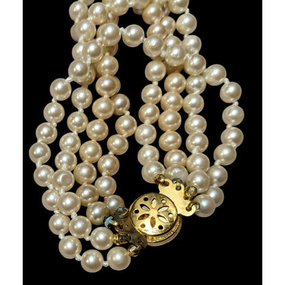 Vintage Faux Pearl Multistrand Faux Pearl Bracelet