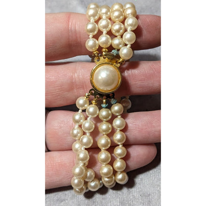 Vintage Faux Pearl Multistrand Faux Pearl Bracelet