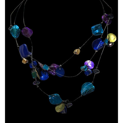 Mermaidcore Fantasy Blue And Purple Dyed Shell Layered Floating Necklace