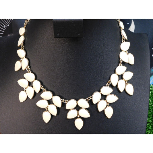 Baublebar White Floral Leaf Bib Necklace