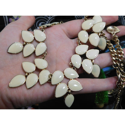 Baublebar White Floral Leaf Bib Necklace