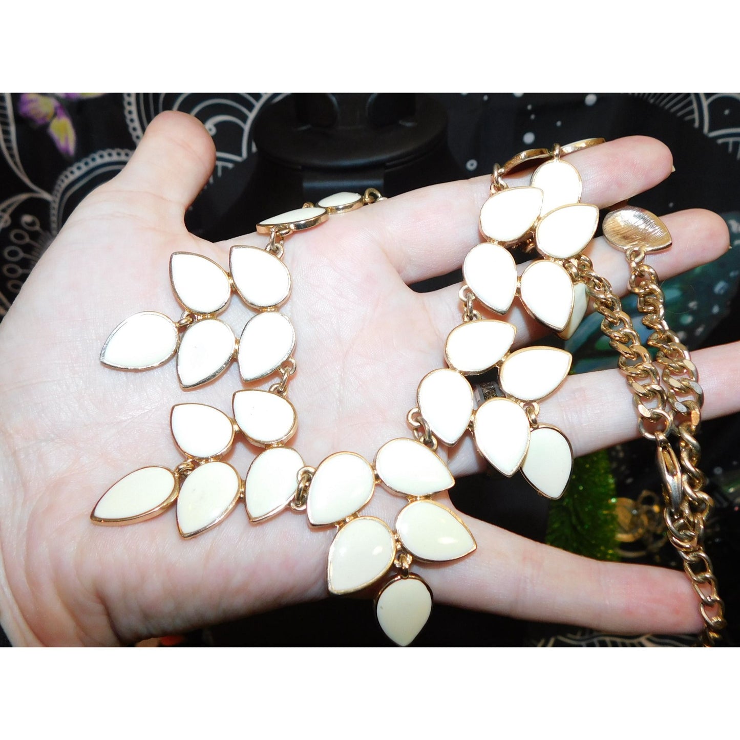 Baublebar White Floral Leaf Bib Necklace