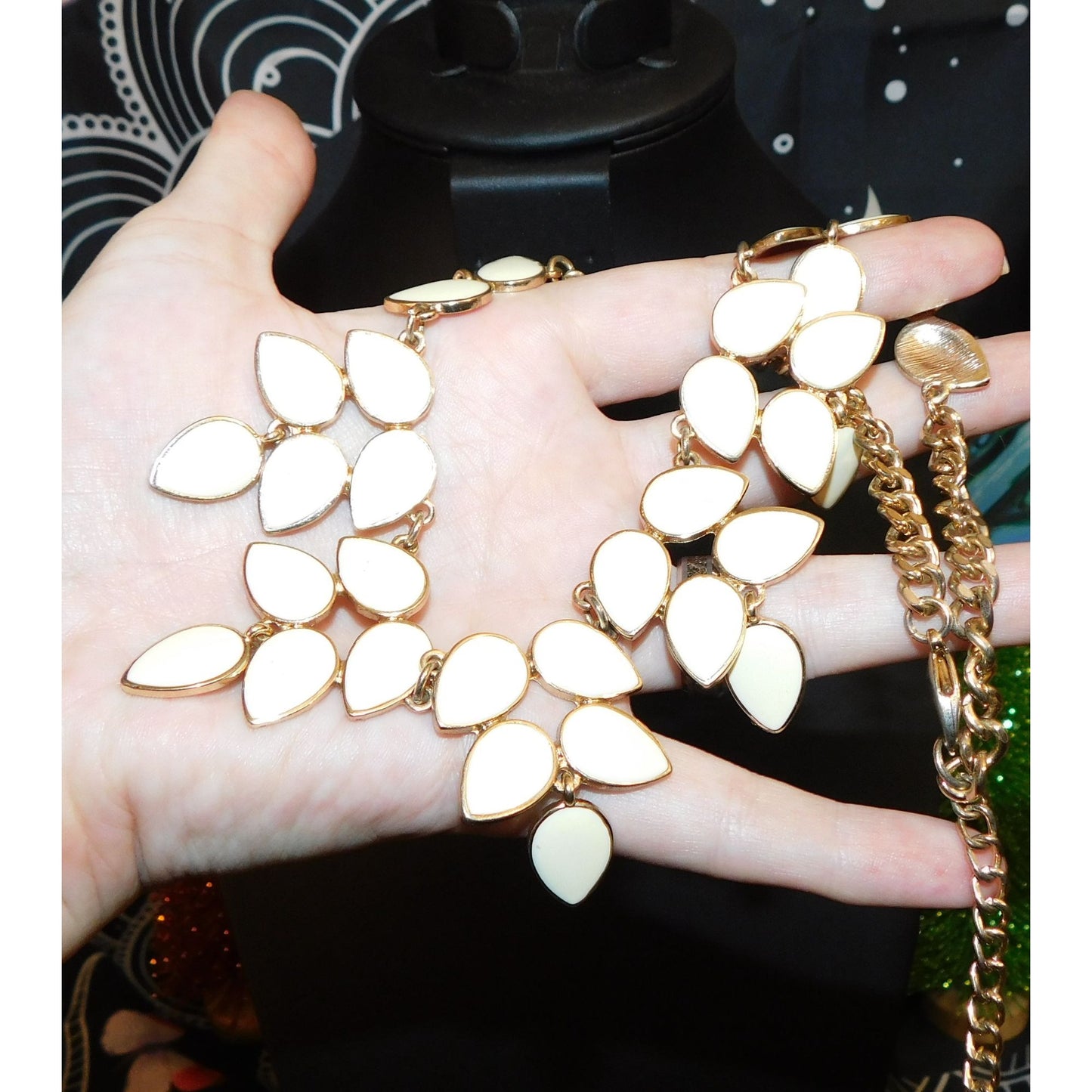 Baublebar White Floral Leaf Bib Necklace