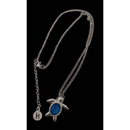 Beachy Mermaidcore Turtle Pendant Necklace With Blue Gemstone