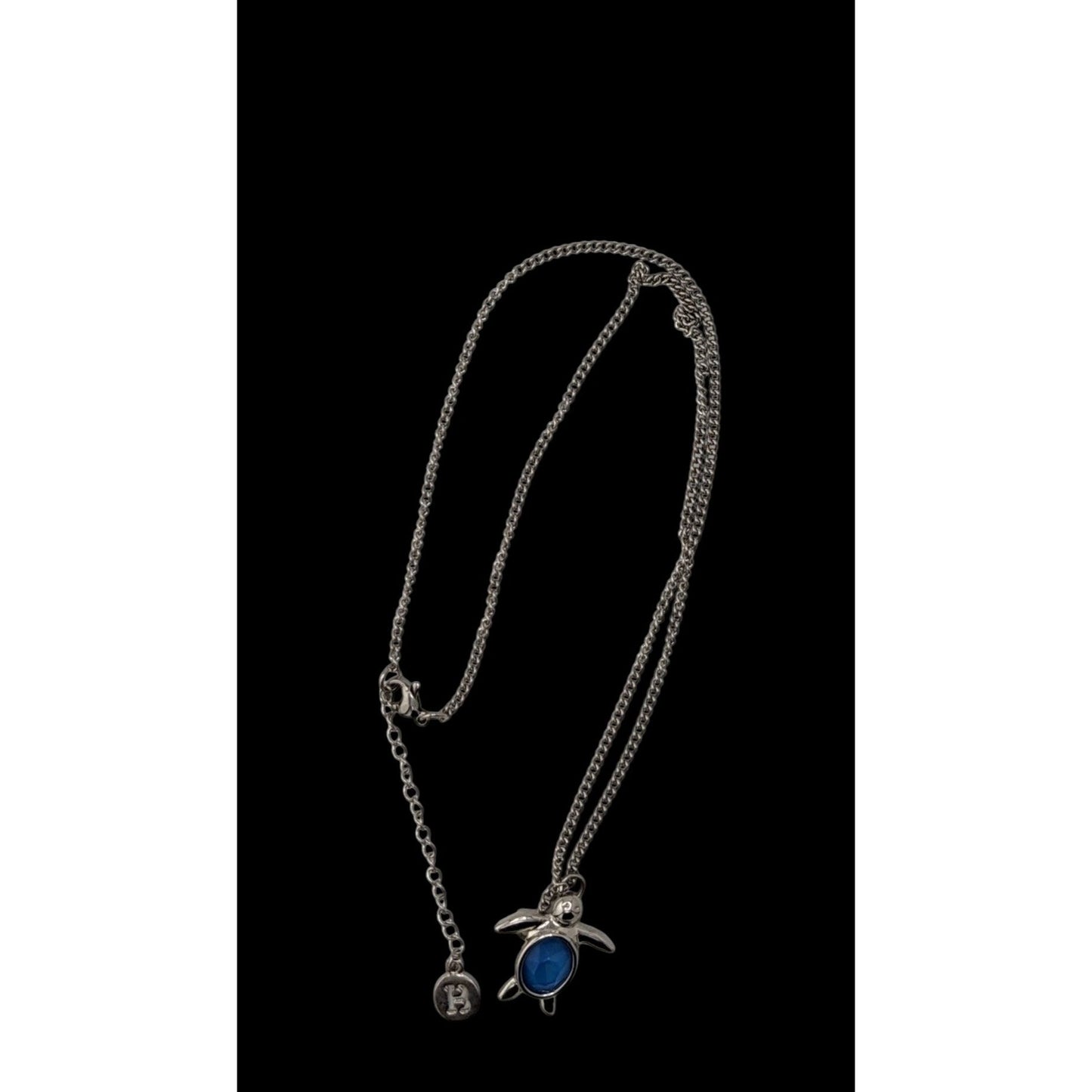Beachy Mermaidcore Turtle Pendant Necklace With Blue Gemstone