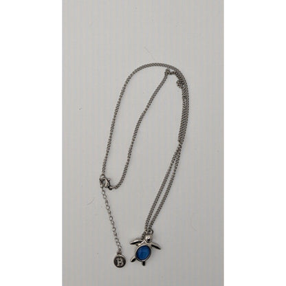 Beachy Mermaidcore Turtle Pendant Necklace With Blue Gemstone