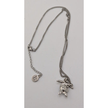 Beachy Mermaidcore Turtle Pendant Necklace With Blue Gemstone