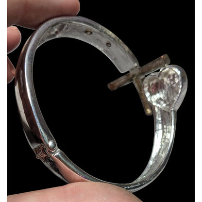 Faith Hope Love Silver Tone Rhinestone Cross Hinge Bracelet