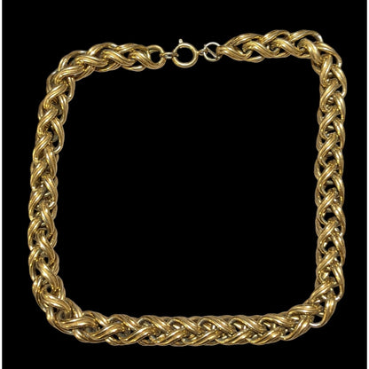 Vintage Glam Napier Heavy Braided Gold Link Necklace