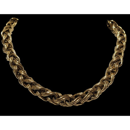 Vintage Glam Napier Heavy Braided Gold Link Necklace