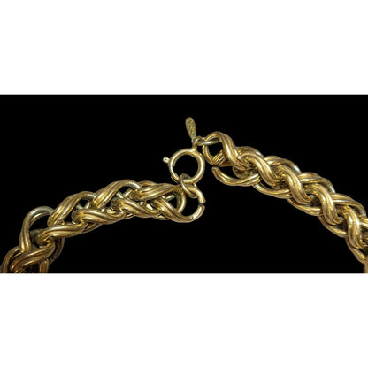 Vintage Glam Napier Heavy Braided Gold Link Necklace