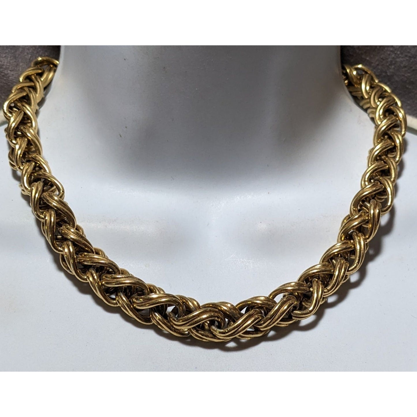 Vintage Glam Napier Heavy Braided Gold Link Necklace