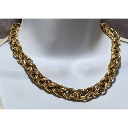 Vintage Glam Napier Heavy Braided Gold Link Necklace