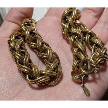 Vintage Glam Napier Heavy Braided Gold Link Necklace