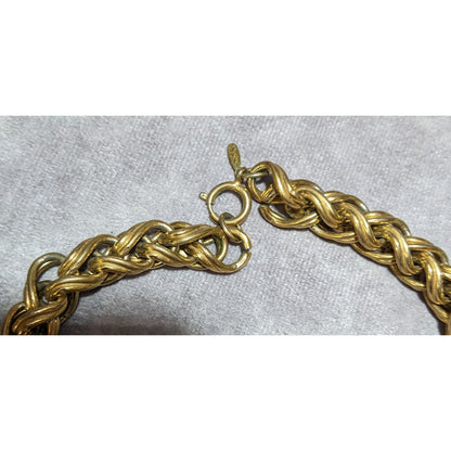 Vintage Glam Napier Heavy Braided Gold Link Necklace