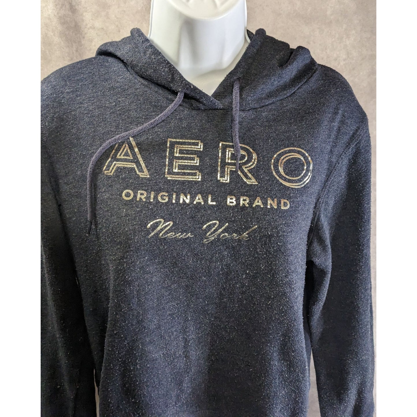 Aeropostale Women’s Hoodie Medium Navy Blue Silver Logo Pullover Lightweight