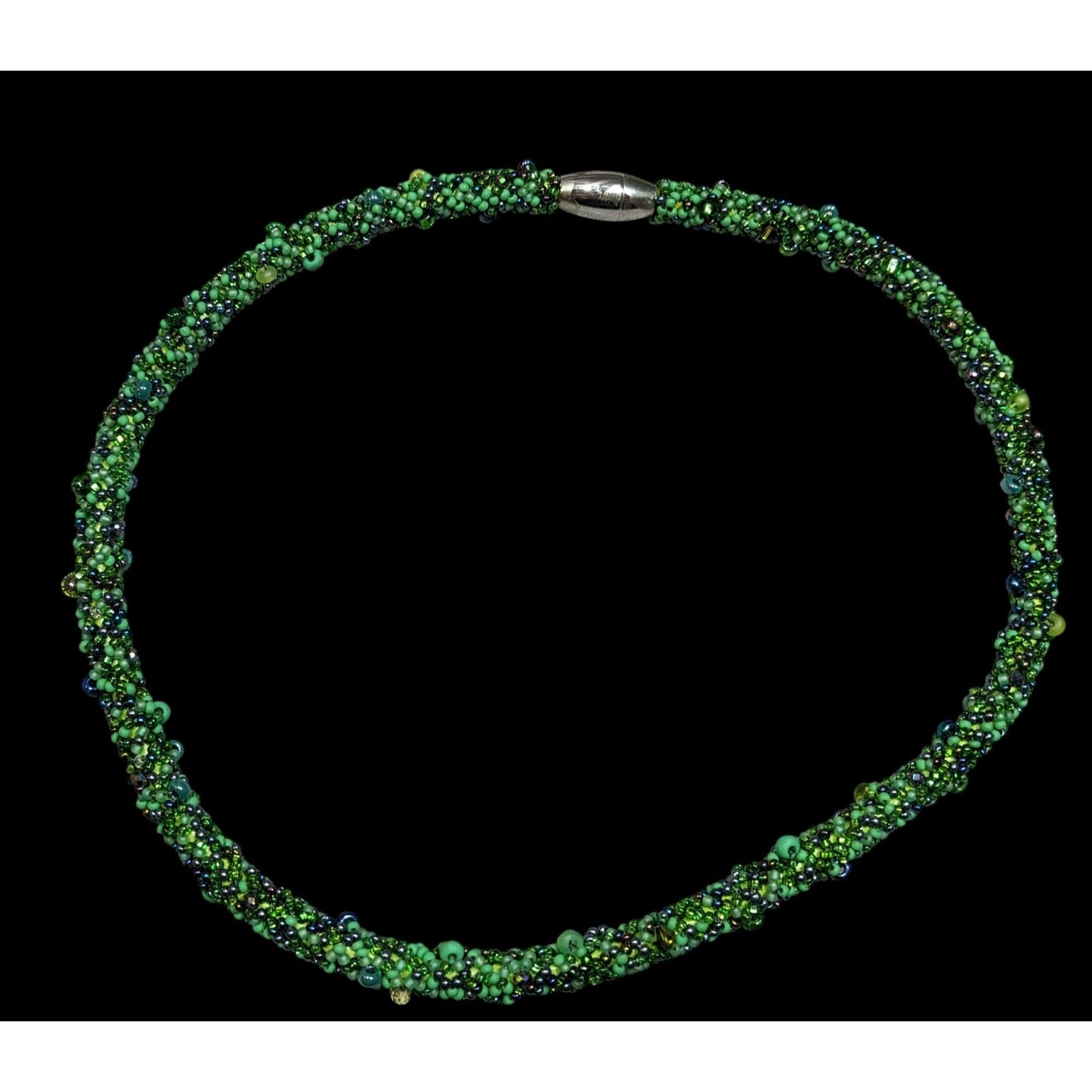 Fantasy Fairycore Green Glass Beaded Collar Necklace