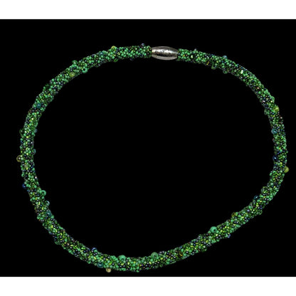 Fantasy Fairycore Green Glass Beaded Collar Necklace
