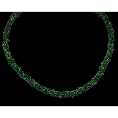 Fantasy Fairycore Green Glass Beaded Collar Necklace